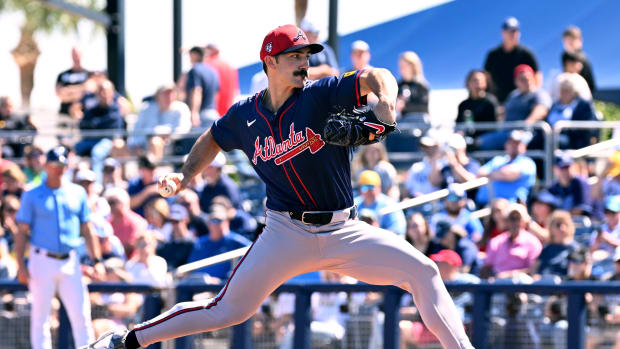 Feb 24, 2024; Port Charlotte, Florida, USA; Atlanta Braves pitcher Spencer Strider (99) throws a pitch in the first inning of a spring training game against the Tampa Bay Rays at Charlotte Sports Park.